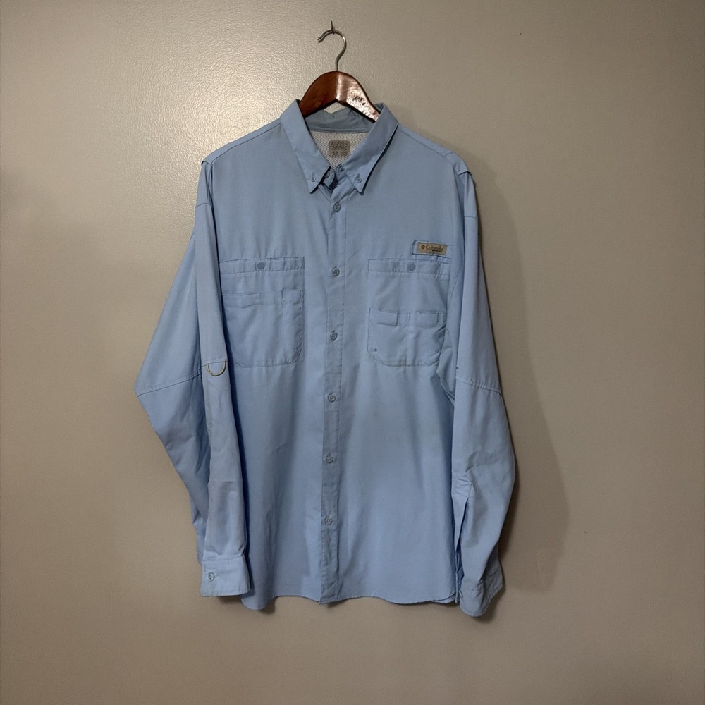 Columbia PFG Omni-Shade Vented Fishing Shirt Men's XL Blue